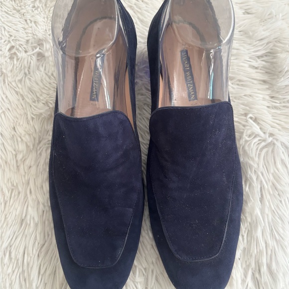 Stuart Weitzman Dark Blue Suede Loafers - Picture 4 of 6
